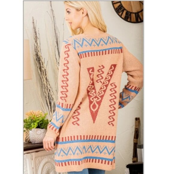 Heimish USA Multi Print Open Front Sweater Cardigan Size S/M NWT - Picture 2 of 8